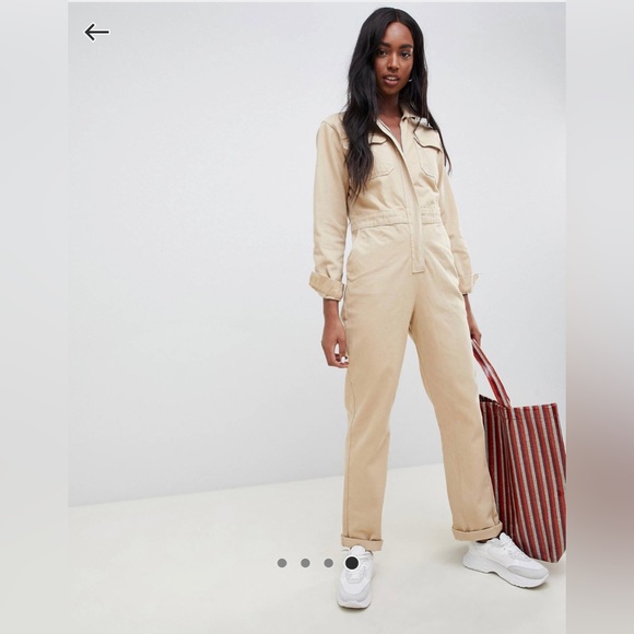 ASOS Design Tall Denim Boilersuit in Stone Size 6 - Picture 10 of 12